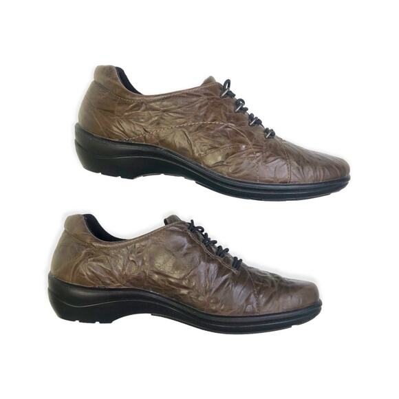 Romika Cassie Slip On Sneaker Size EU 39 US 8-8.5 Brown Crinkle Leather Comfort - Picture 5 of 11